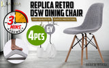 4X Retro Dining Cafe Chair DSW GREY - Front View
