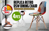 4X Retro Dining Cafe Chair DSW MULTI COLOUR - Front View