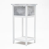 Bedside Table Drawer Vintage Side Table Storage Cabinet VALERIE GREY - Close-Up Angle