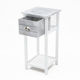 2X Bedside Table Drawer Vintage Side Table Storage Cabinet VALERIE GREY - Side View