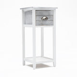2X Bedside Table Drawer Vintage Side Table Storage Cabinet VALERIE GREY - Rear View