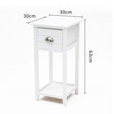 2X Bedside Table Drawer Vintage Side Table Storage Cabinet Bedroom VALERIE WHITE
