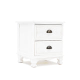Bedside Table 2 Drawer Vintage Side Table Storage Cabinet Bedroom LYDIA WHITE - Rear View