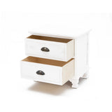 2X Bedside Table 2 Drawer Vintage Side Table Storage Cabinet Bedroom LYDIA WHITE - Side View
