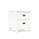 2X Bedside Table 2 Drawer Vintage Side Table Storage Cabinet Bedroom LYDIA WHITE - Rear View
