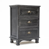 2X Bedside Table 3 Drawer Vintage Side Table Storage Cabinet Bedroom CLARA BLACK - Rear View