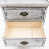 2X Bedside Table 3 Drawer Vintage Side Table Storage Cabinet Bedroom CLARA GREY - Side View