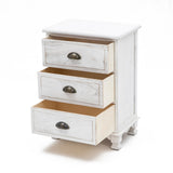 2X Bedside Table 3 Drawer Vintage Side Table Storage Cabinet Bedroom CLARA WHITE - Side View