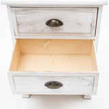 2X Bedside Table 3 Drawer Vintage Side Table Storage Cabinet Bedroom CLARA WHITE - Top-Down View