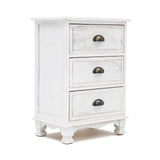 2X Bedside Table 3 Drawer Vintage Side Table Storage Cabinet Bedroom CLARA WHITE - Rear View