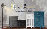 2X Bedside Table 4 Drawer Vintage Side Table Storage Cabinet Bedroom ADELINE GREY - Front View