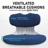 2X Slender Chair Posture Correction Seat Floor Lounge Padded Stackable BLUE - Top-Down View