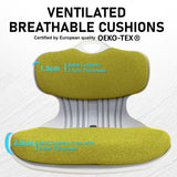 2X Slender Chair Posture Correction Seat Floor Lounge Padded Stackable LIME - Top-Down View