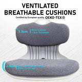 2X Slender Chair Posture Correction Seat Floor Lounge Padded Stackable GREY - Top-Down View