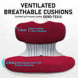 4X Slender Chair Posture Correction Seat Floor Lounge Padded Stackable RED - Top-Down View