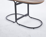 3 Piece Set Coffee Table & Ottoman Wood Side End Table Industrial - DARK GREY - Top-Down View
