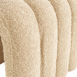 Ridge Arch Ottoman Stool Teddy Fleece Fabric Foot Rest 45cm BEIGE - Side View