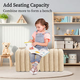 Ridge Arch Ottoman Stool Teddy Fleece Fabric Foot Rest 45cm BEIGE - Close-Up Angle