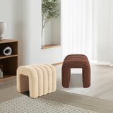 Ridge Arch Ottoman Stool Teddy Fleece Fabric Foot Rest 45cm BROWN