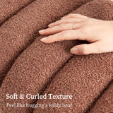 Ridge Arch Ottoman Stool Teddy Fleece Fabric Foot Rest 45cm BROWN - 45-Degree Angle