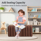 Ridge Arch Ottoman Stool Teddy Fleece Fabric Foot Rest 45cm BROWN - Close-Up Angle