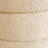 Round Stacked Ottoman Stool Teddy Fleece Fabric Foot Rest 38cm BEIGE - Close-Up Angle