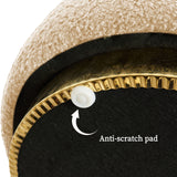 Round Stacked Ottoman Stool Teddy Fleece Fabric Foot Rest 38cm BEIGE - Low Angle