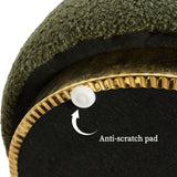 2X Round Stacked Ottoman Stool Teddy Fleece Fabric Foot Rest 38cm GREEN - Low Angle