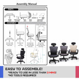 Ergonomic Korean Office Chair COZY BLACK - Extra Image