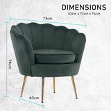 Armchair Padded Lounge Chair Accent Velvet Shell Scallop GREEN - Extra Image