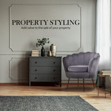 Armchair Padded Lounge Chair Accent Velvet Shell Scallop GREY - Top-Down View
