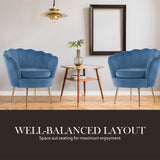 Armchair Padded Lounge Chair Accent Velvet Shell Scallop NAVY BLUE - Extra Image