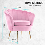 Armchair Padded Lounge Chair Accent Velvet Shell Scallop PINK - Extra Image