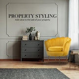 Armchair Padded Lounge Chair Accent Velvet Shell Scallop YELLOW - Top-Down View