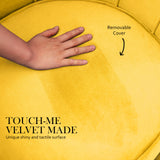 Armchair Padded Lounge Chair Accent Velvet Shell Scallop YELLOW - Close-Up Angle