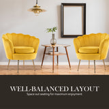 Armchair Padded Lounge Chair Accent Velvet Shell Scallop YELLOW - Extra Image