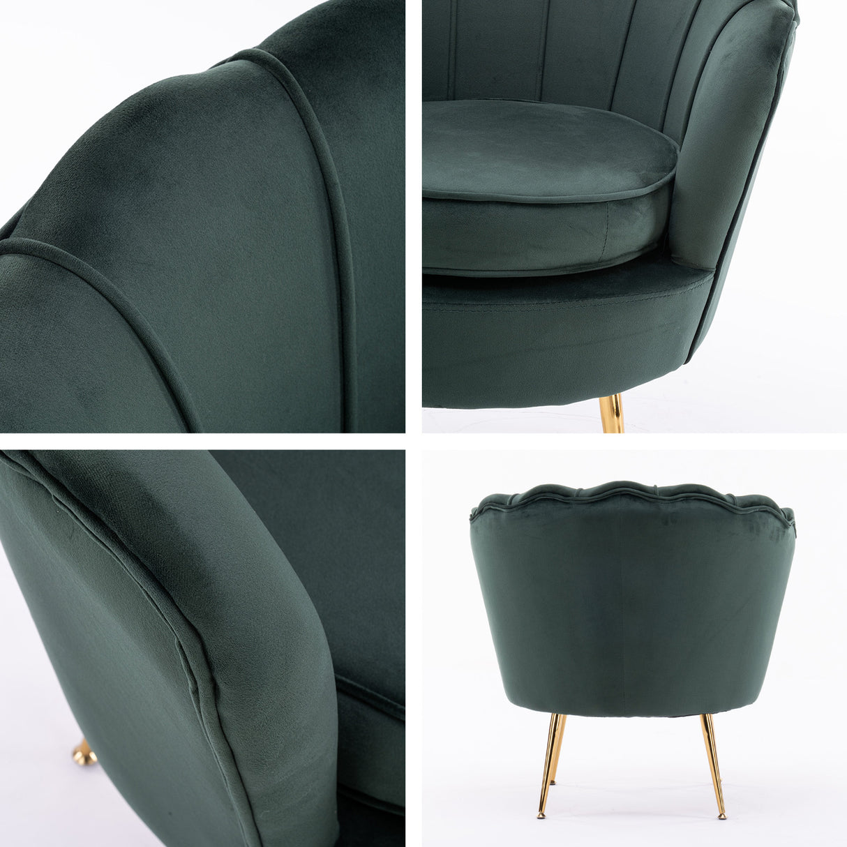 Armchair Lounge Chair Accent Velvet Shell Scallop  Ottoman Footstool Round GREEN
