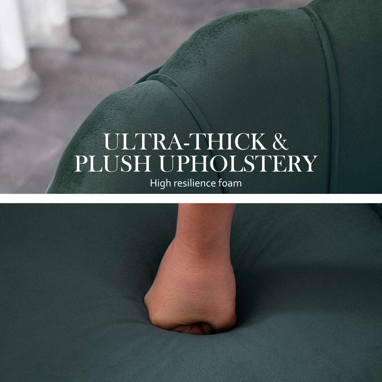 Armchair Lounge Chair Accent Velvet Shell Scallop  Ottoman Footstool Round GREEN