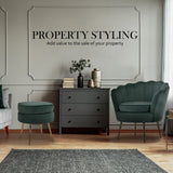 Armchair Lounge Chair Accent Velvet Shell Scallop  Ottoman Footstool Round GREEN - Extra Image