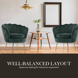 Armchair Lounge Chair Accent Velvet Shell Scallop  Ottoman Footstool Round GREEN - Extra Image