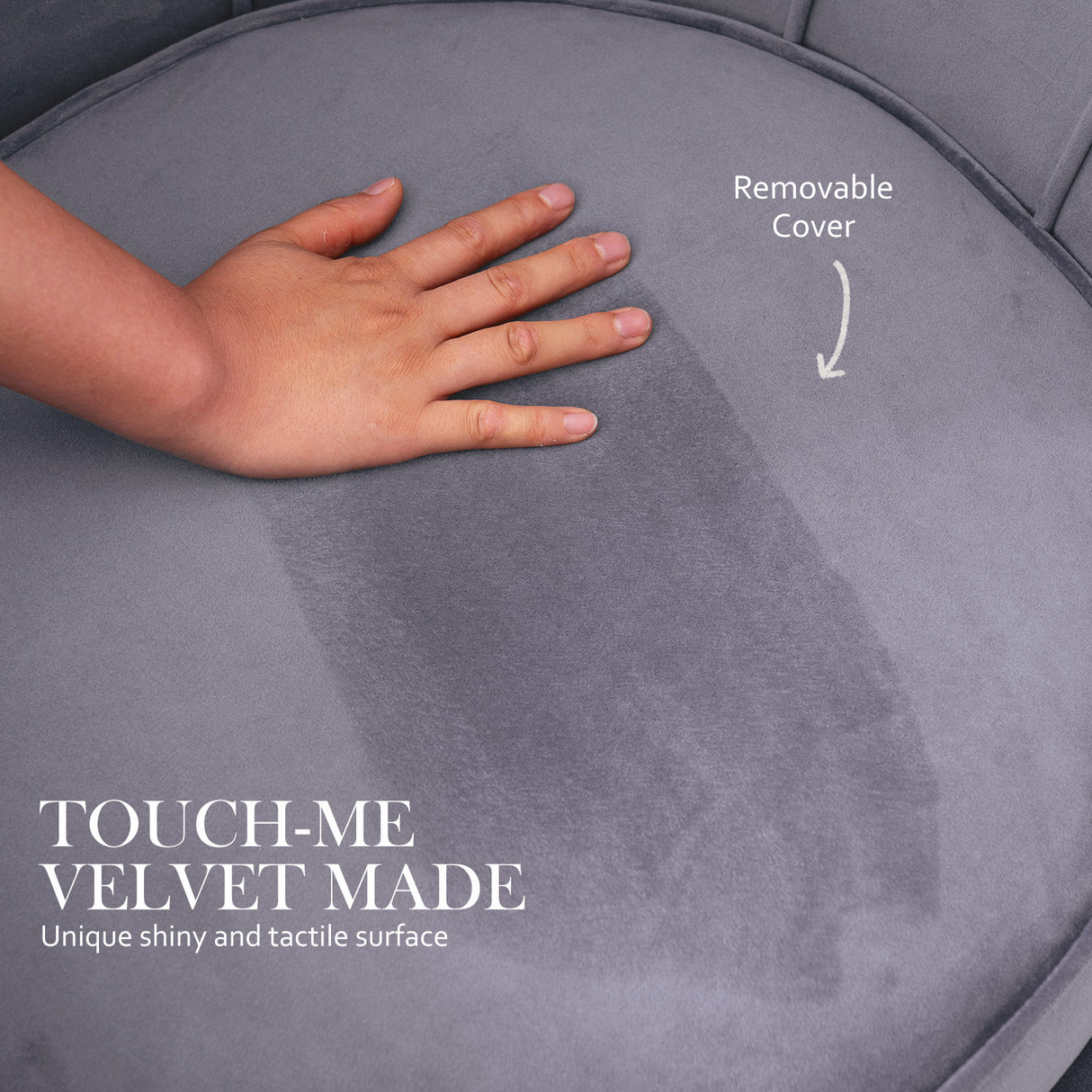 Armchair Lounge Chair Accent Velvet Shell Scallop  Ottoman Footstool Round GREY