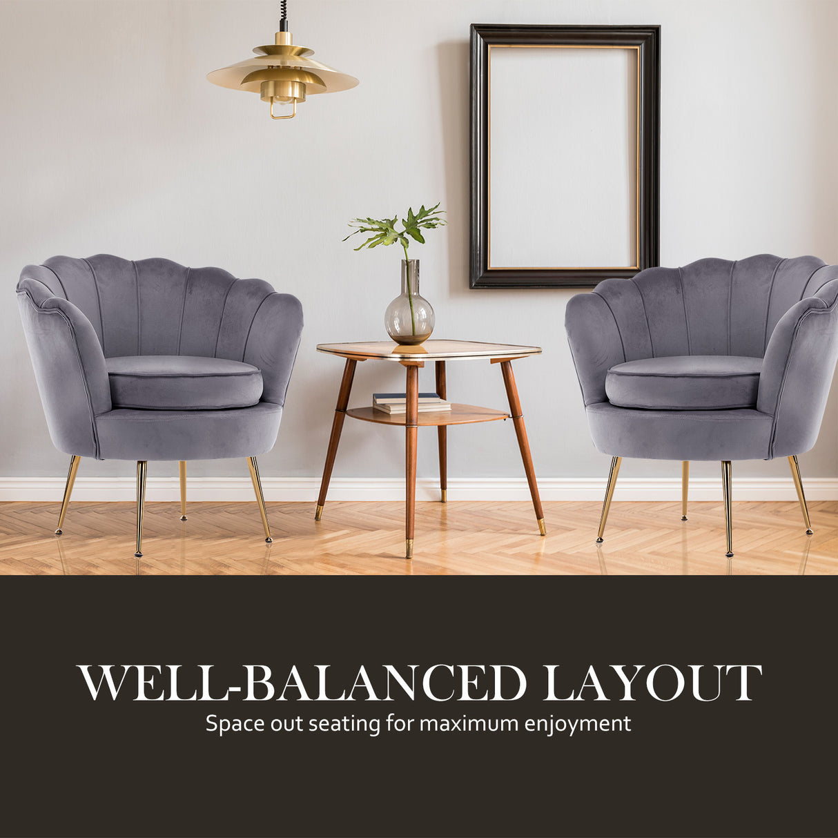 Armchair Lounge Chair Accent Velvet Shell Scallop  Ottoman Footstool Round GREY