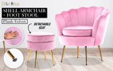 Armchair Lounge Chair Accent Velvet Shell Scallop Round Ottoman Footstool PINK