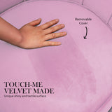 Armchair Lounge Chair Accent Velvet Shell Scallop  Round Ottoman Footstool PINK - Rear View