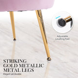 Armchair Lounge Chair Accent Velvet Shell Scallop  Round Ottoman Footstool PINK - Low Angle