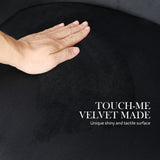 2X French Provincial Dining Chair Ring Studded Velvet Rubberwood Leg LISSE BLACK - Close-Up Angle