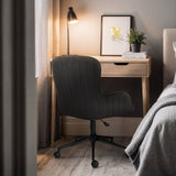 Desk Armchair - Home Office Swivel Chair Adjustable Height Seat PLUME BLACK - Rear View