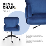 Desk Armchair - Home Office Swivel Chair Adjustable Height Seat PLUME BLUE - Side View