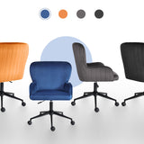 Desk Armchair - Home Office Swivel Chair Adjustable Height Seat PLUME BLUE - Top-Down View