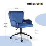 Desk Armchair - Home Office Swivel Chair Adjustable Height Seat PLUME BLUE - Extra Image